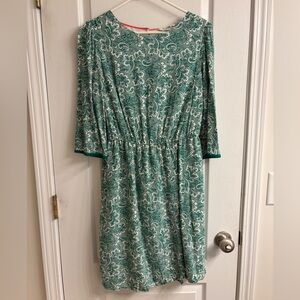 Boden Green Paisley Elastic-Waist Dress sz 10